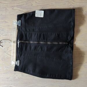 NWT FREE PEOPLE Layla Black Stretch Denim Zipper Mini Skirt Size 6